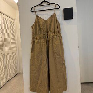 Women's Utility Midi Dress - Target,Woolrich Khaki, cotton,twill v-neck